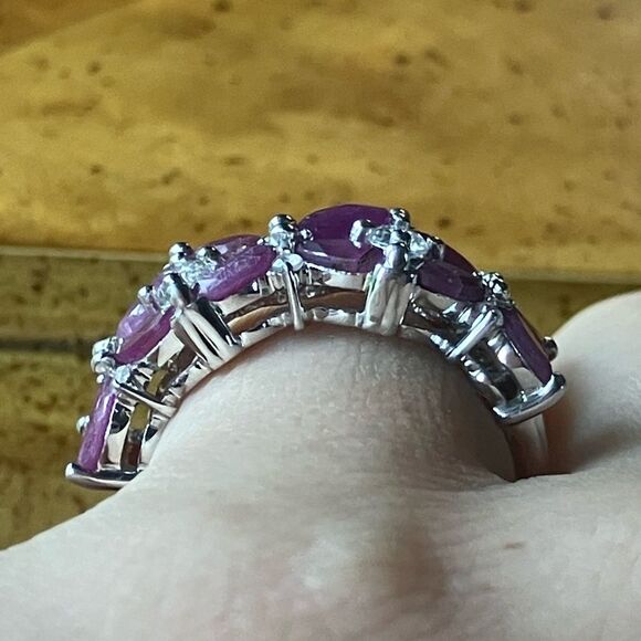 Genuine Ruby Sterling Silver Ring Size 7 - Picture 2 of 10